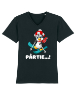 Pârtie... schior Incepător! Feriți-vă! Tricou mânecă scurtă guler V Bărbat Presenter