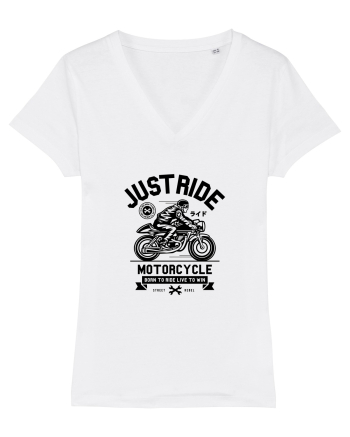 Just Ride Black Motorcycle White