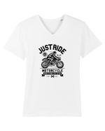 Just Ride Black Motorcycle Tricou mânecă scurtă guler V Bărbat Presenter