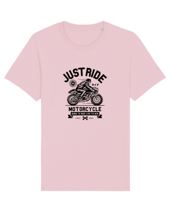Just Ride Black Motorcycle Cotton Pink