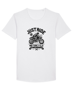 Just Ride Black Motorcycle Tricou mânecă scurtă guler larg Bărbat Skater