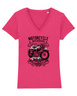 Motorcycle Vintage Black Tricou mânecă scurtă guler V Damă Evoker