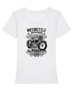 Motorcycle Vintage Black Tricou mânecă scurtă guler larg fitted Damă Expresser