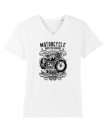 Motorcycle Vintage Black Tricou mânecă scurtă guler V Bărbat Presenter