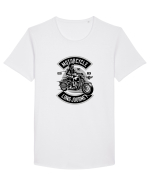 Motorycle Long Journey Black Tricou mânecă scurtă guler larg Bărbat Skater