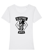 Old School Hipster Skull Black Tricou mânecă scurtă guler larg fitted Damă Expresser