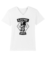 Old School Hipster Skull Black Tricou mânecă scurtă guler V Bărbat Presenter