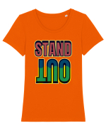 Stand Out.Motivational Quote Tricou mânecă scurtă guler larg fitted Damă Expresser