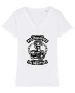 Photographer Black Tricou mânecă scurtă guler V Damă Evoker