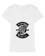 Piston Skull Motorcycle Black Tricou mânecă scurtă guler V Damă Evoker
