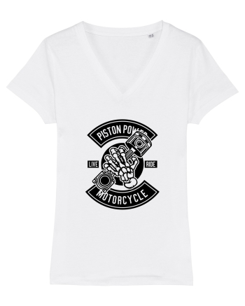 Piston Skull Motorcycle Black White