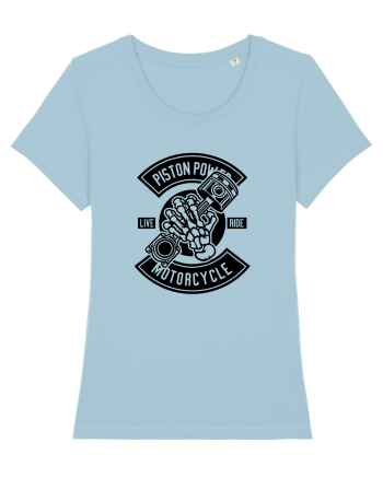 Piston Skull Motorcycle Black Sky Blue