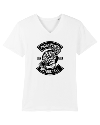 Piston Skull Motorcycle Black White