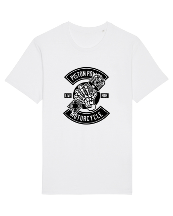 Piston Skull Motorcycle Black White