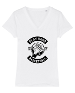 Play Hard Basketball Black Tricou mânecă scurtă guler V Damă Evoker