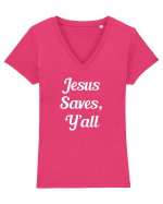 JESUS Tricou mânecă scurtă guler V Damă Evoker