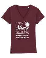 STRING Tricou mânecă scurtă guler V Damă Evoker
