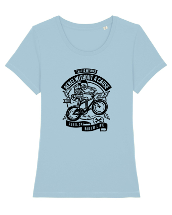 Rebel Biker Skeleton Black Sky Blue