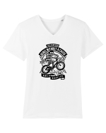 Rebel Biker Skeleton Black Tricou mânecă scurtă guler V Bărbat Presenter