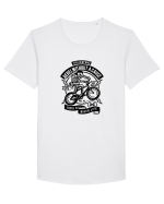 Rebel Biker Skeleton Black Tricou mânecă scurtă guler larg Bărbat Skater