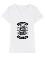 Retro Radio Black Tricou mânecă scurtă guler V Damă Evoker