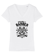 Rockabilly Barber Rebellion Black Tricou mânecă scurtă guler V Damă Evoker