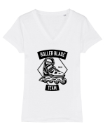 Rollerblade Team Black Tricou mânecă scurtă guler V Damă Evoker