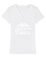 CAMPING Tricou mânecă scurtă guler V Damă Evoker