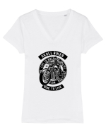 Skull Biker Black Tricou mânecă scurtă guler V Damă Evoker