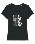 Viitor Inginer - Spaceship (alb) Tricou mânecă scurtă guler larg fitted Damă Expresser