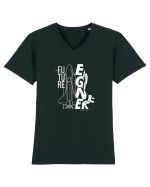 Viitor Inginer - Spaceship (alb) Tricou mânecă scurtă guler V Bărbat Presenter