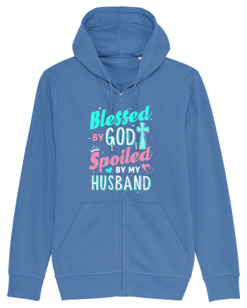 Blessed by God Spoiled by my husband Bright Blue
