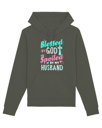 Blessed by God Spoiled by my husband Khaki