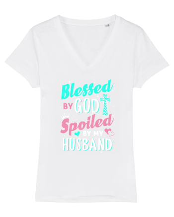 Blessed by God Spoiled by my husband White