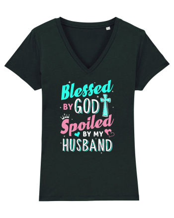 Blessed by God Spoiled by my husband Black