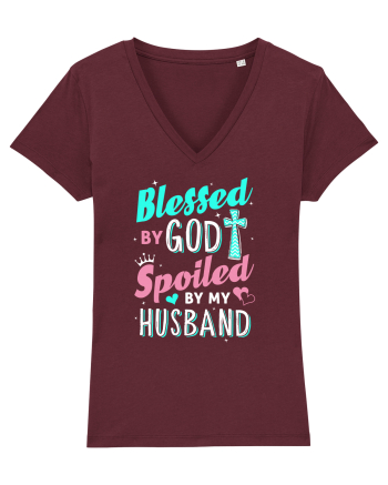 Blessed by God Spoiled by my husband Burgundy