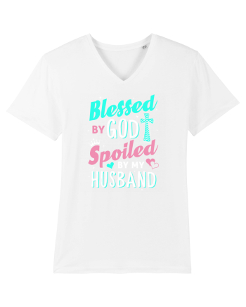 Blessed by God Spoiled by my husband White