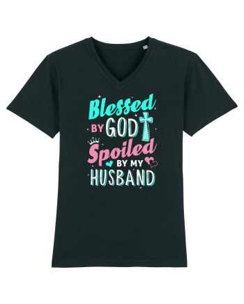 Blessed by God Spoiled by my husband Black