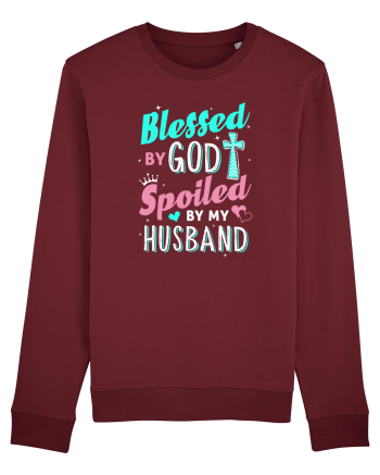 Blessed by God Spoiled by my husband Burgundy