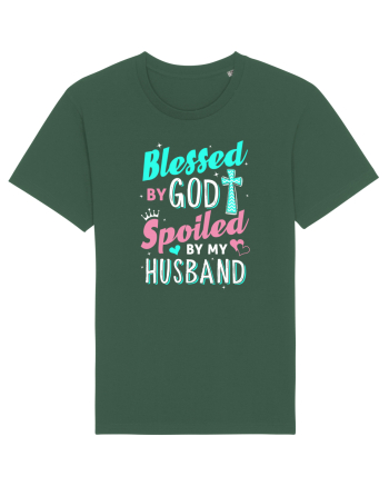 Blessed by God Spoiled by my husband Bottle Green