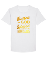 Blessed by God Spoiled by my Husband Tricou mânecă scurtă guler larg Bărbat Skater