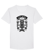 Skeleton Motorcycle Black Tricou mânecă scurtă guler larg Bărbat Skater
