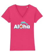 ALOHA Tricou mânecă scurtă guler V Damă Evoker