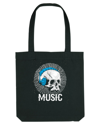 Retro Music Disco DJ Skull Black