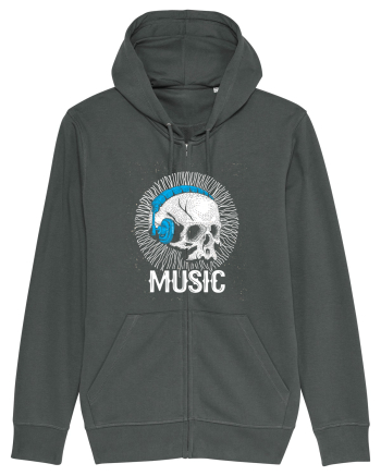 Retro Music Disco DJ Skull Anthracite