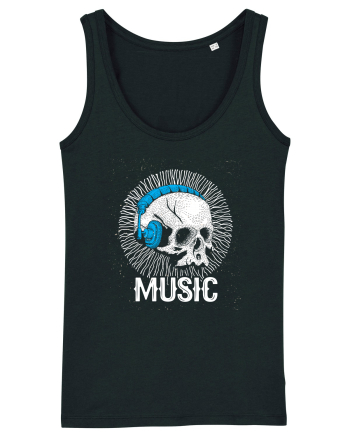 Retro Music Disco DJ Skull Black
