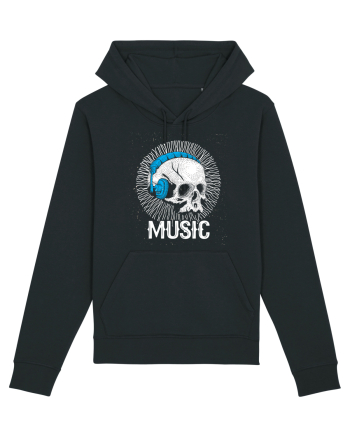 Retro Music Disco DJ Skull Black