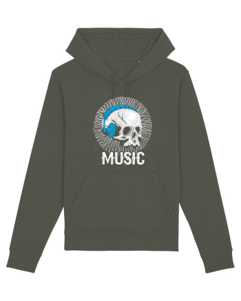 Retro Music Disco DJ Skull Khaki