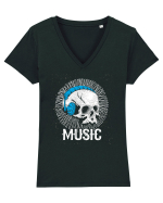 Retro Music Disco DJ Skull Tricou mânecă scurtă guler V Damă Evoker