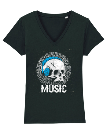 Retro Music Disco DJ Skull Black